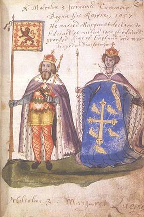 Pintura representando al rey escocés Malcolm III y a la reina Margarita